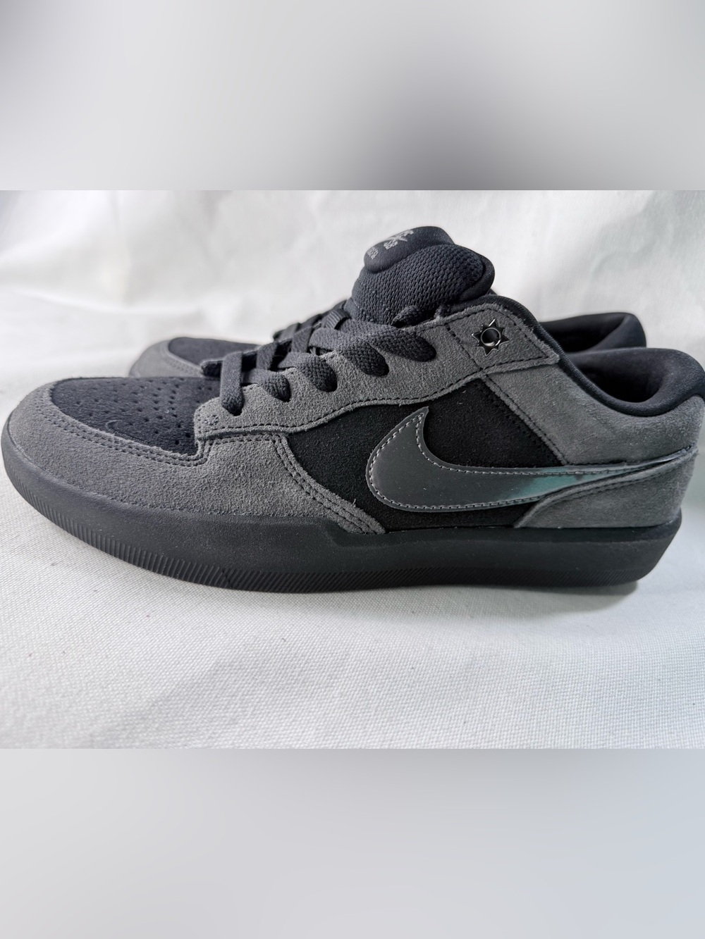 Nike SB Force 58 Men's Suede Black and Gray Low-Top Skate Sneakers with SB Stckr